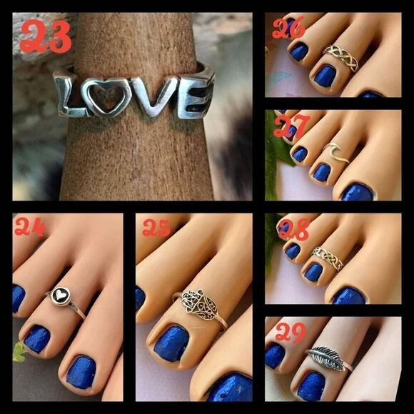 Sterling Silver Toe Ring 2 FOR $30.00 Midi Rings Boho Rings - Picture 4 of 5